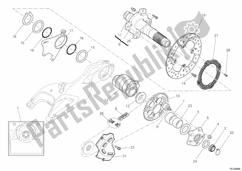 Tutte le parti per il Perno Ruota Posteriore del Ducati Monster 796 ABS-DMT 2014